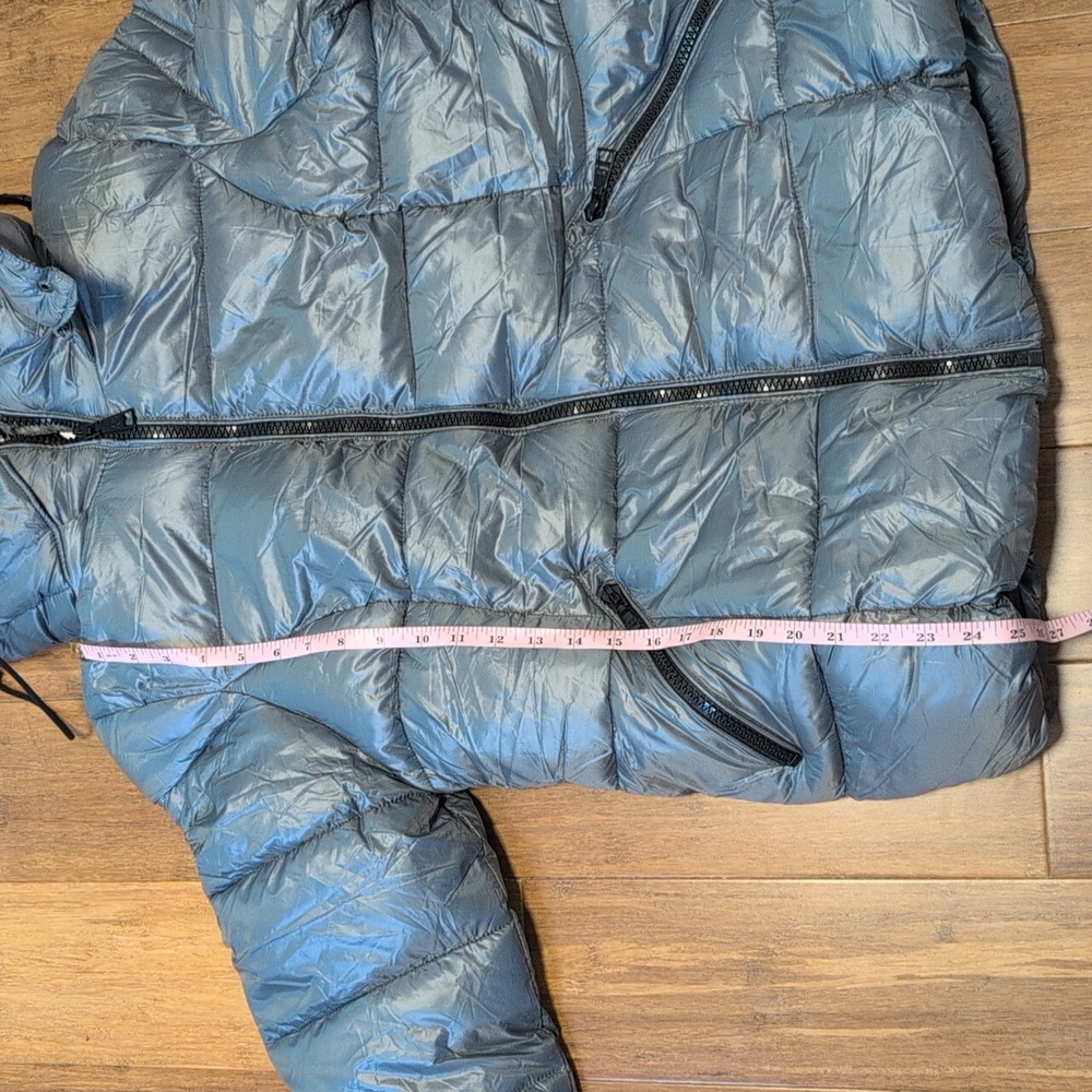 Steve Madden Silver Quilted Puffer Jacket Parka Faux Fur Lined NWT - Picture 12 of 15